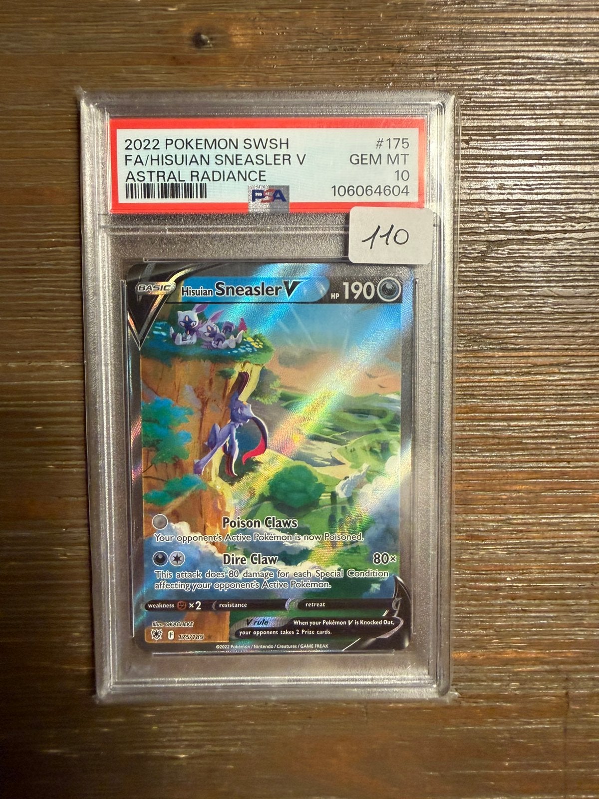 Hisuian Sneasler V #175 Psa 10 - Astral Radiance, Ophalen of Verzenden, Zo goed als nieuw