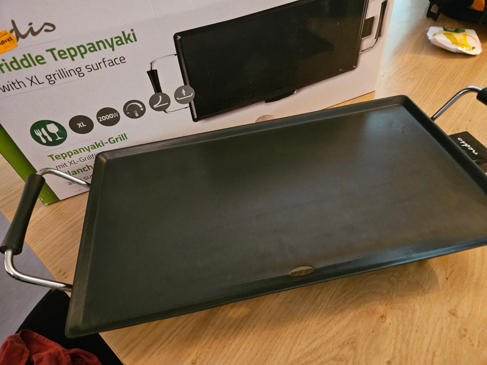 Z.g.a.n. Nedis Griddle Teppanyaki XL Grillplaat 2000W, Ophalen, Zo goed als nieuw, Tafelgrill