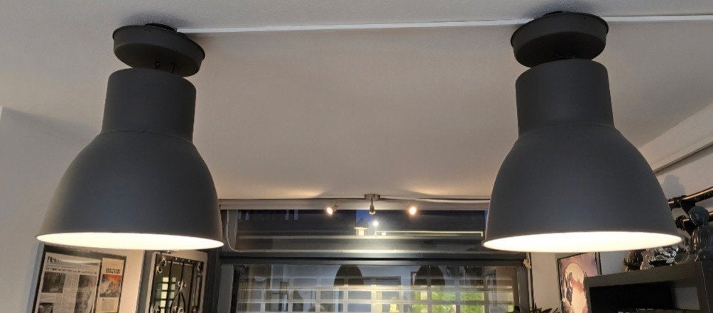 2x IKEA plafondlampen, donkergrijs, zo goed als nieuw, Ophalen, Modern, Industrieel, Zo goed als nieuw, Metaal