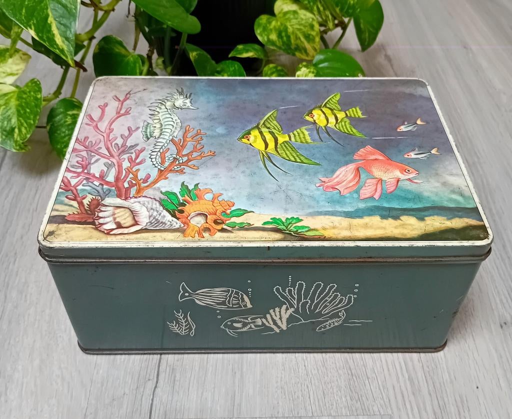 vintage blik van melle aquarium vissen, Ophalen of Verzenden, Gebruikt, Overige