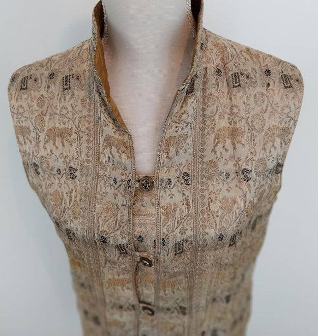 Aziatisch / Nehru Brokaat Dames Gilet Goud/Beige Maat M 38, Maat 38/40 (M), Overige typen, Beige, Ophalen of Verzenden