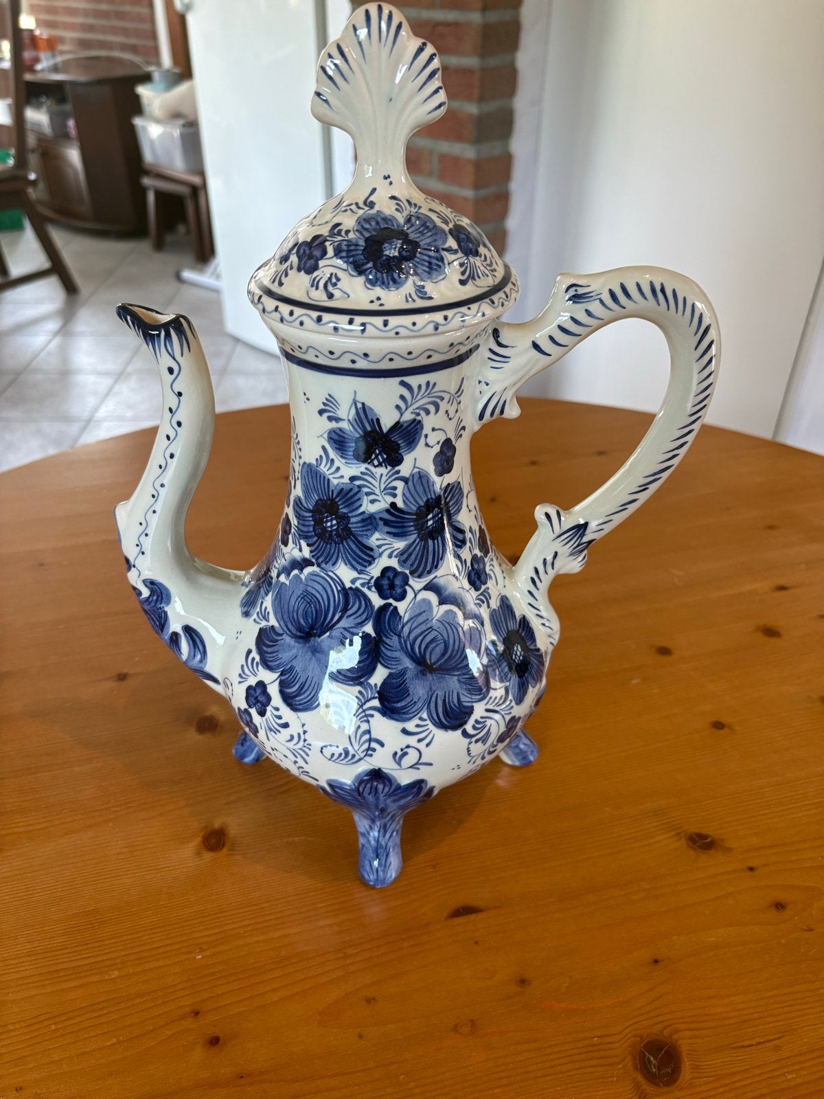 Antieke Delfts Blauwe Koffiepot - Handgeschilderd, Ophalen