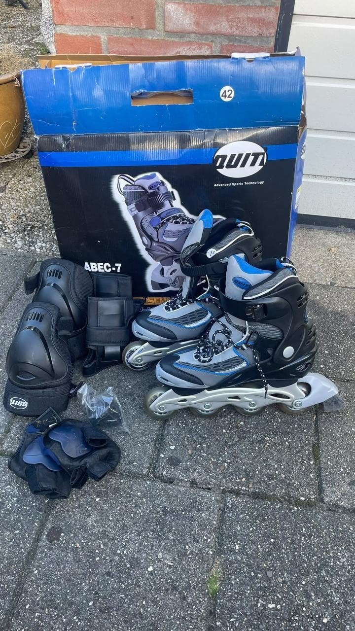 QUITT Inline Skates ABEC-7 met bescherming, maat 42, Heren, Zo goed als nieuw, Inline skates 4 wielen, Ophalen