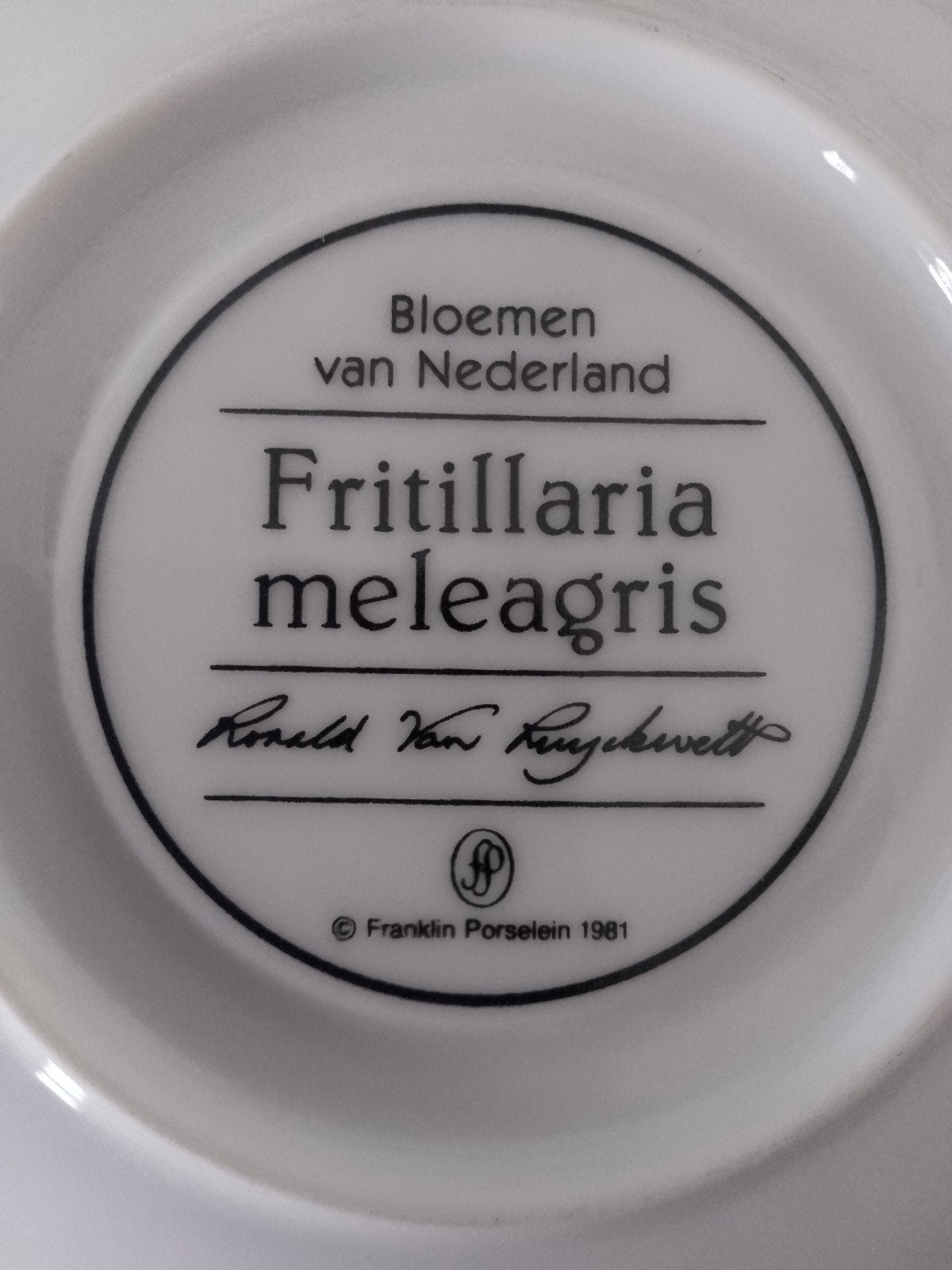 Franklin Porselein Fritillaria meleagris kop en schotels, Ophalen