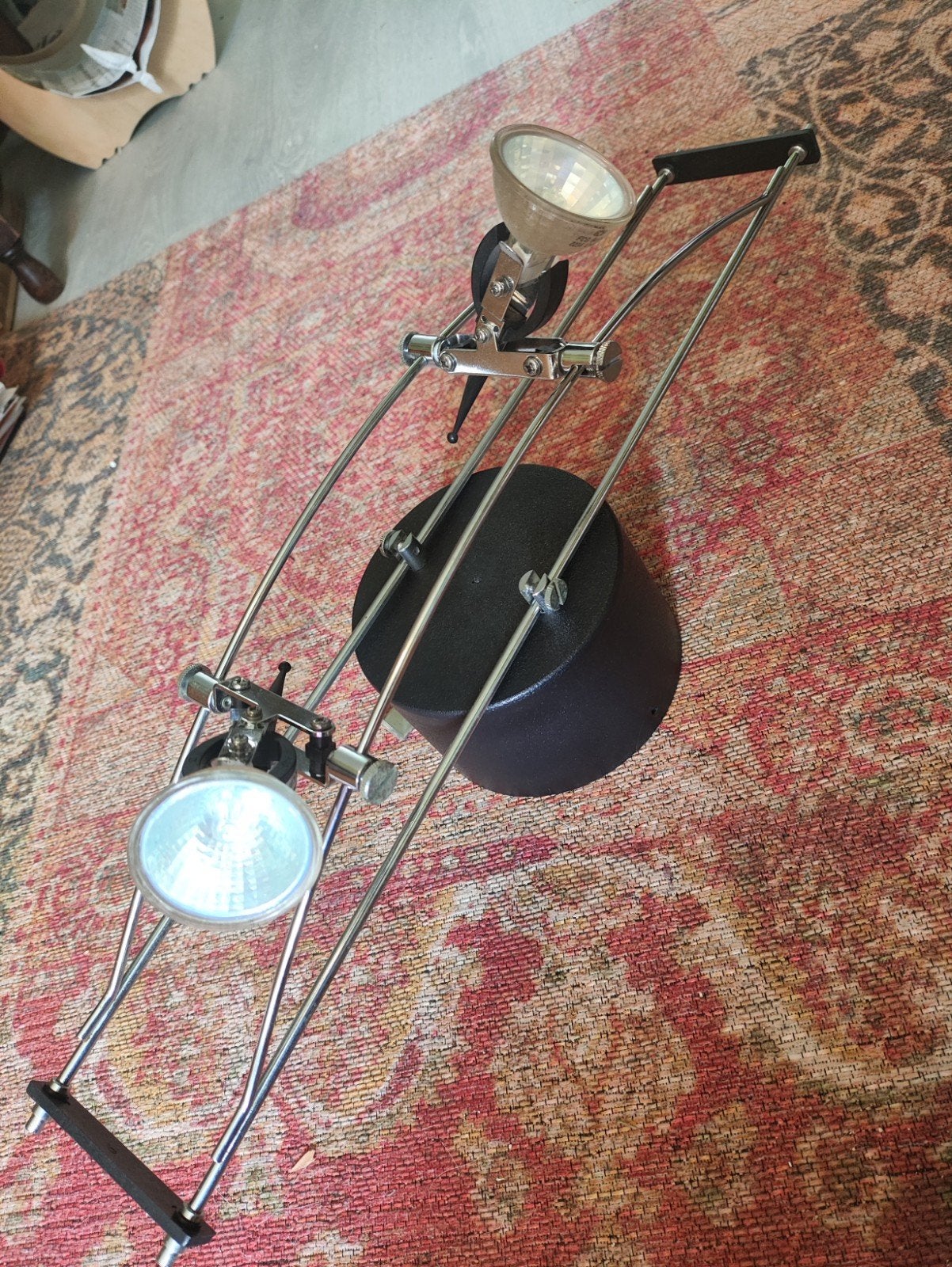 IKEA S9202 Plafondspot met 2 lampen, zwart/chroom, Ophalen of Verzenden, Gebruikt