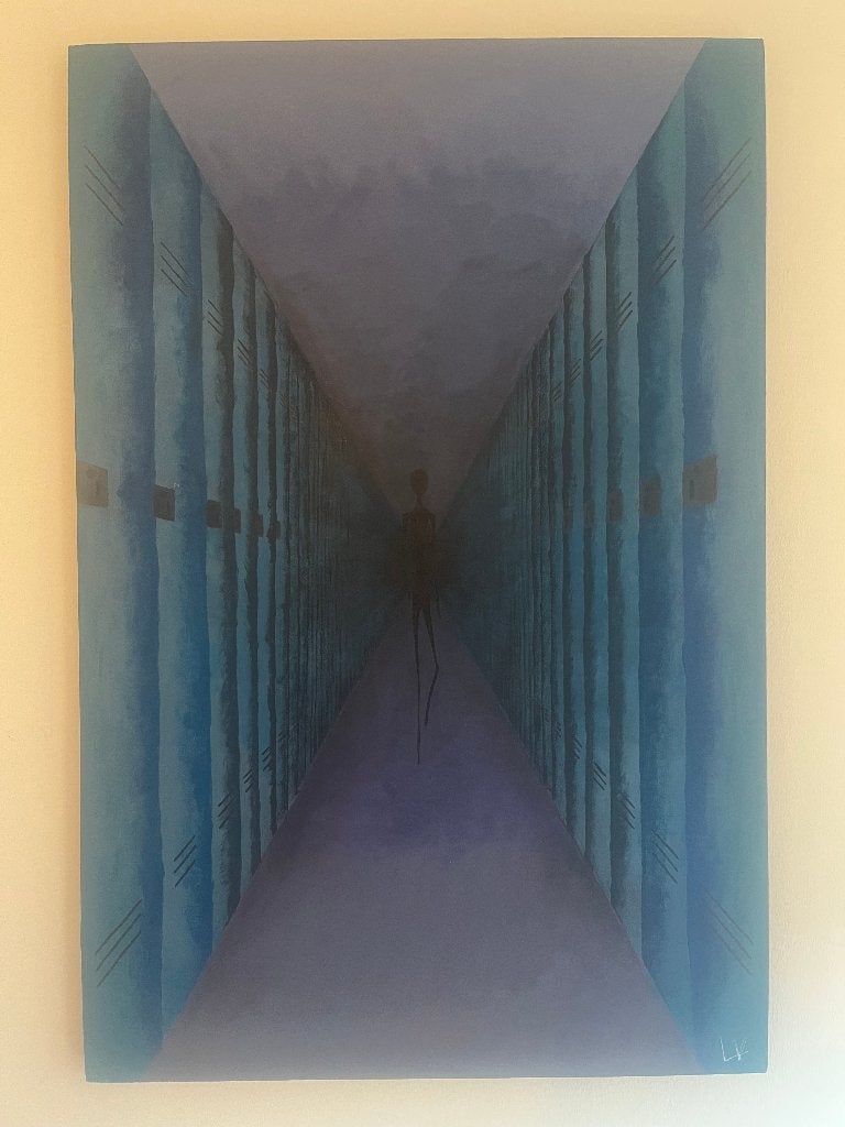 groot schilderij modern/surrealisme 61x92 cm, Ophalen