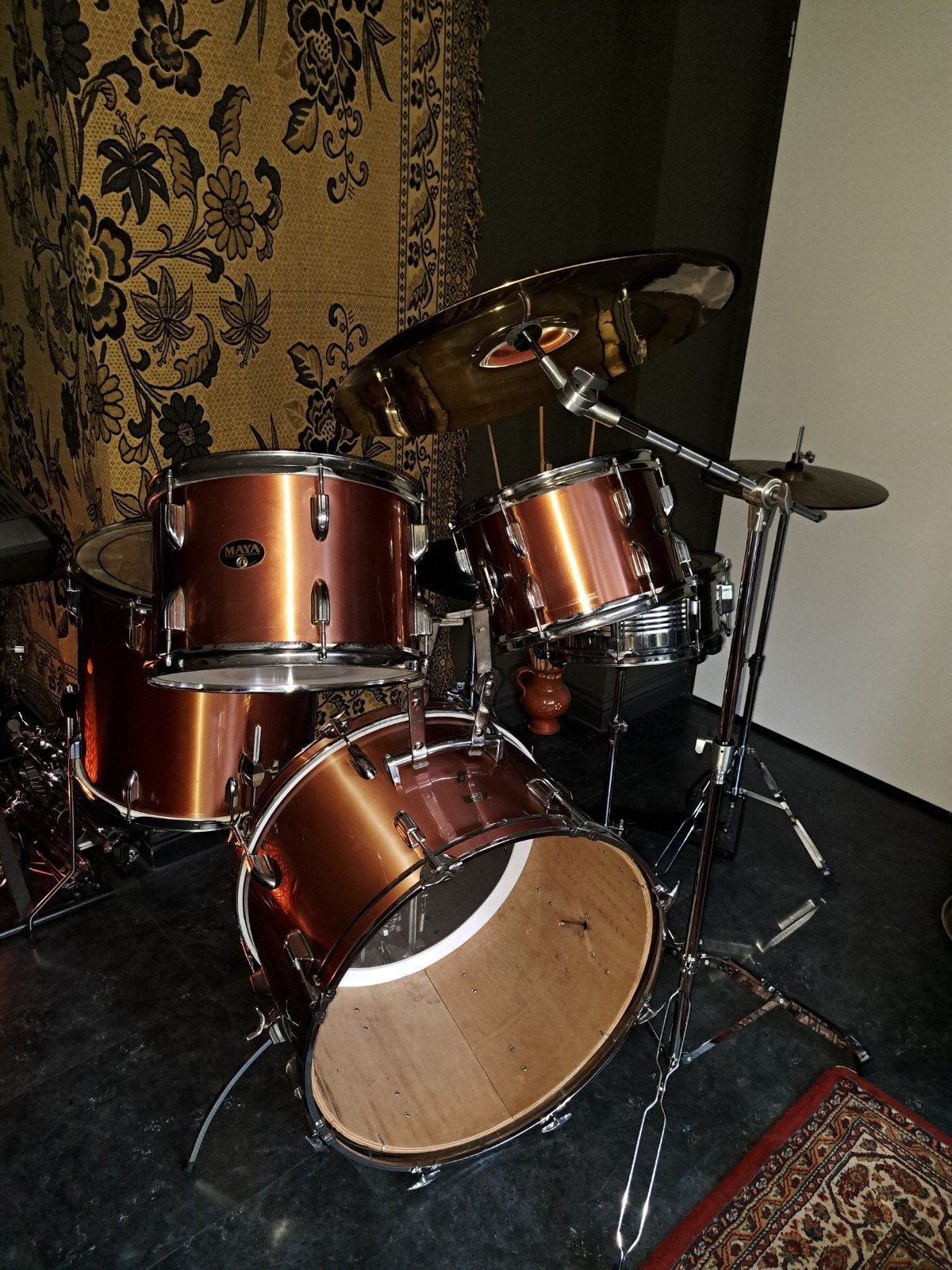Bijzondere koper Maya drumstel compleet hardware en bekkens, Muziek en Instrumenten, Ophalen, Gebruikt, Tama