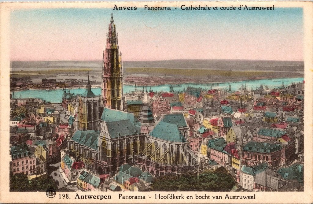 Antwerpen België - 7 oude postkaarten Panorama V, Verzamelen, Ansichtkaarten | België, Verzenden, 1940 tot 1960, Ongelopen, Antwerpen