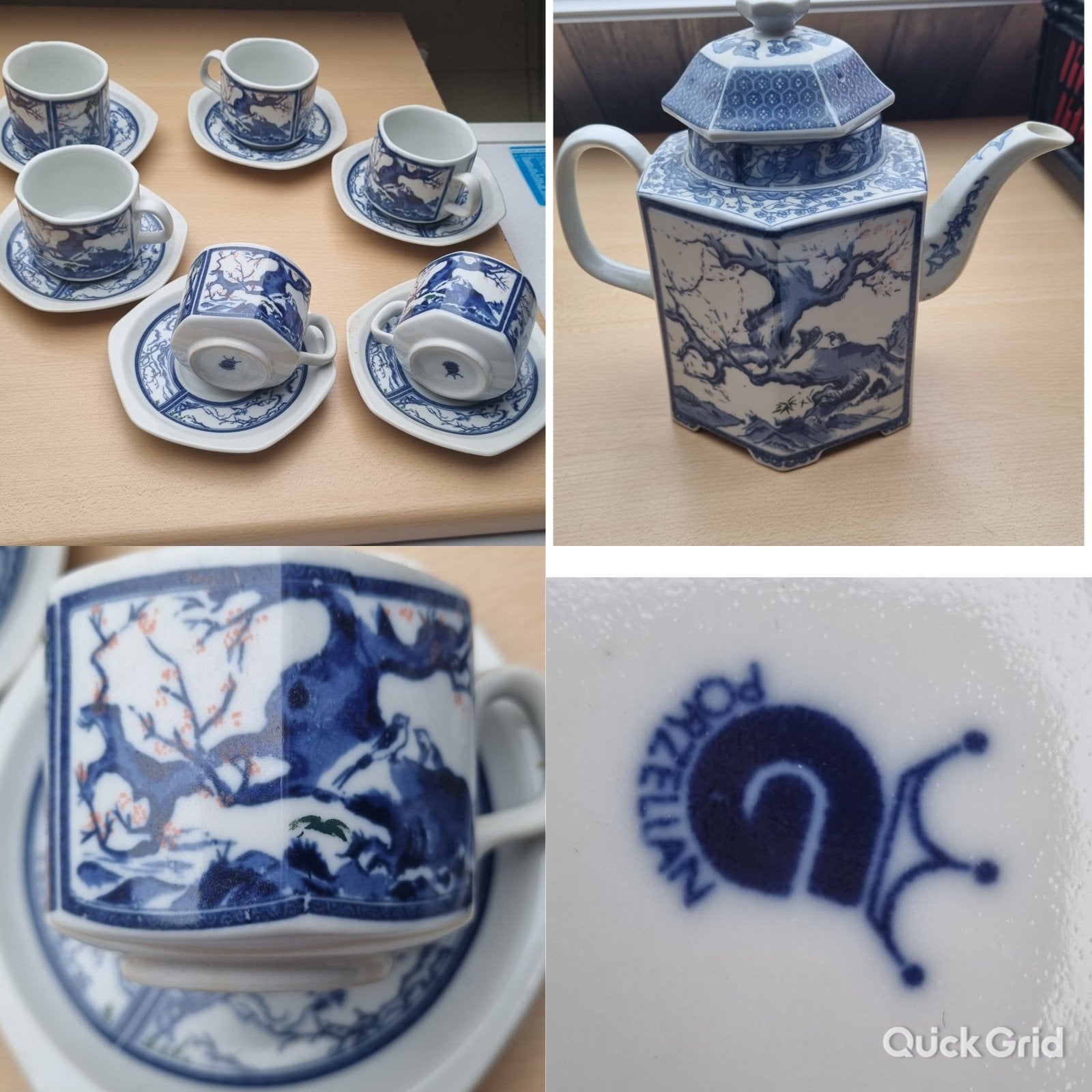 Vintage NN Porzellan Thee/Koffieservies - Blauw Landschap, Ophalen of Verzenden