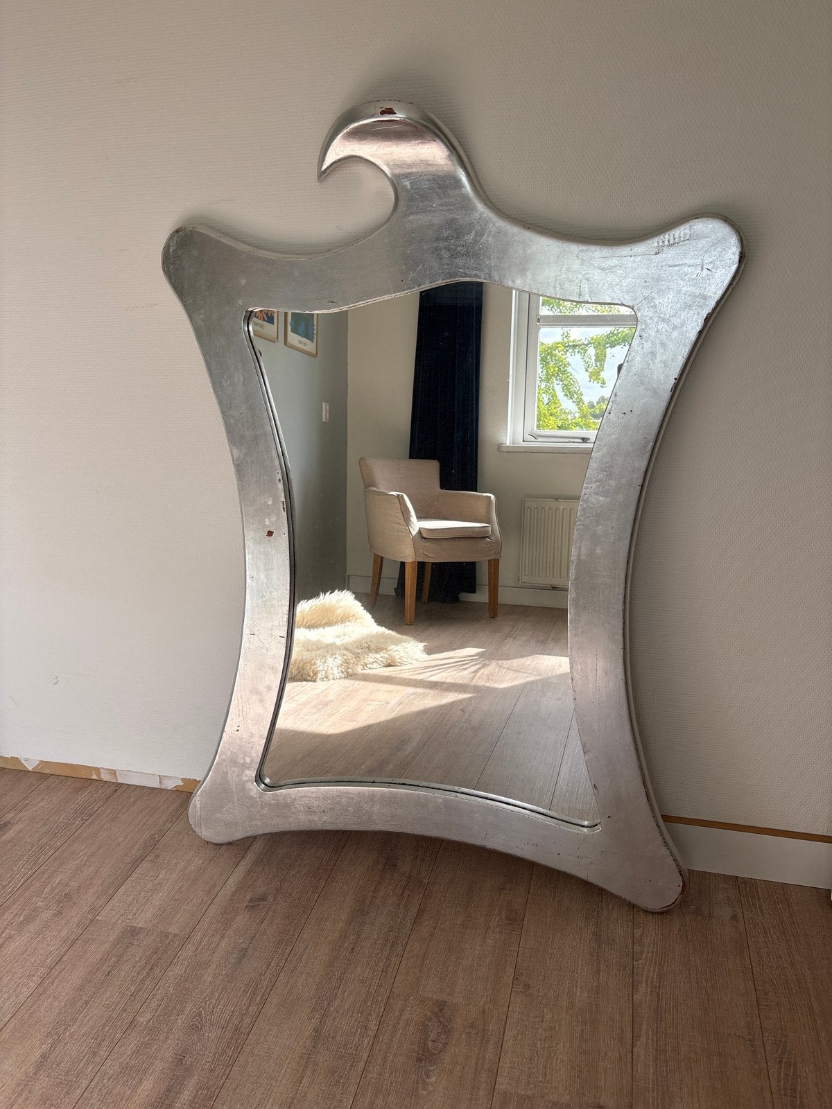 Unieke spiegel, maximaal 1 meter breed en 137 cm hoog, Ophalen, Gebruikt, 100 tot 150 cm, 75 tot 100 cm