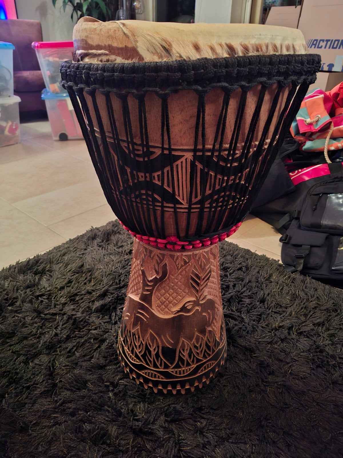 Handgemaakte Afrikaanse Djembé - Houten Klankkast, Muziek en Instrumenten, Ophalen, Gebruikt, Overige merken
