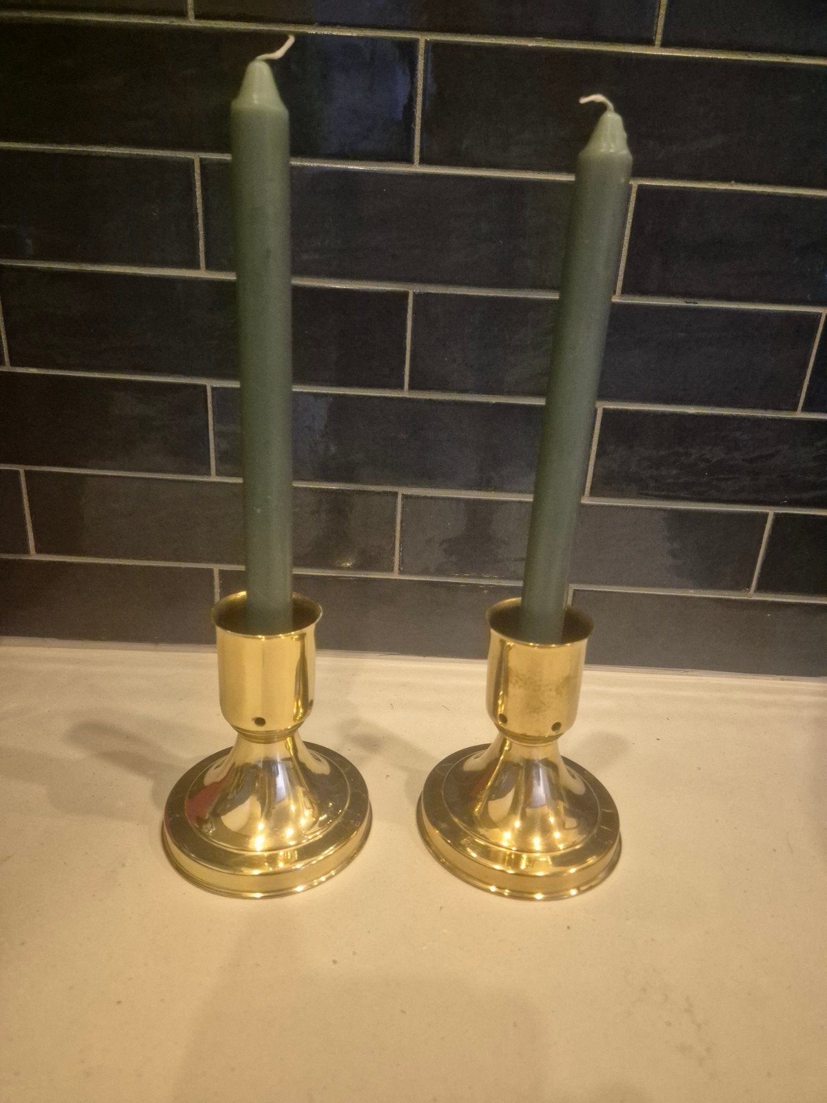 Set van 2 messing kandelaars, Ophalen of Verzenden
