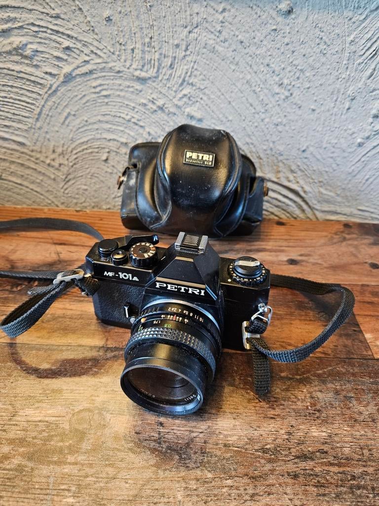 Petri MF-101A Analoge Spiegelreflexcamera met Tas, Ophalen of Verzenden, Gebruikt, Spiegelreflex, Overige Merken