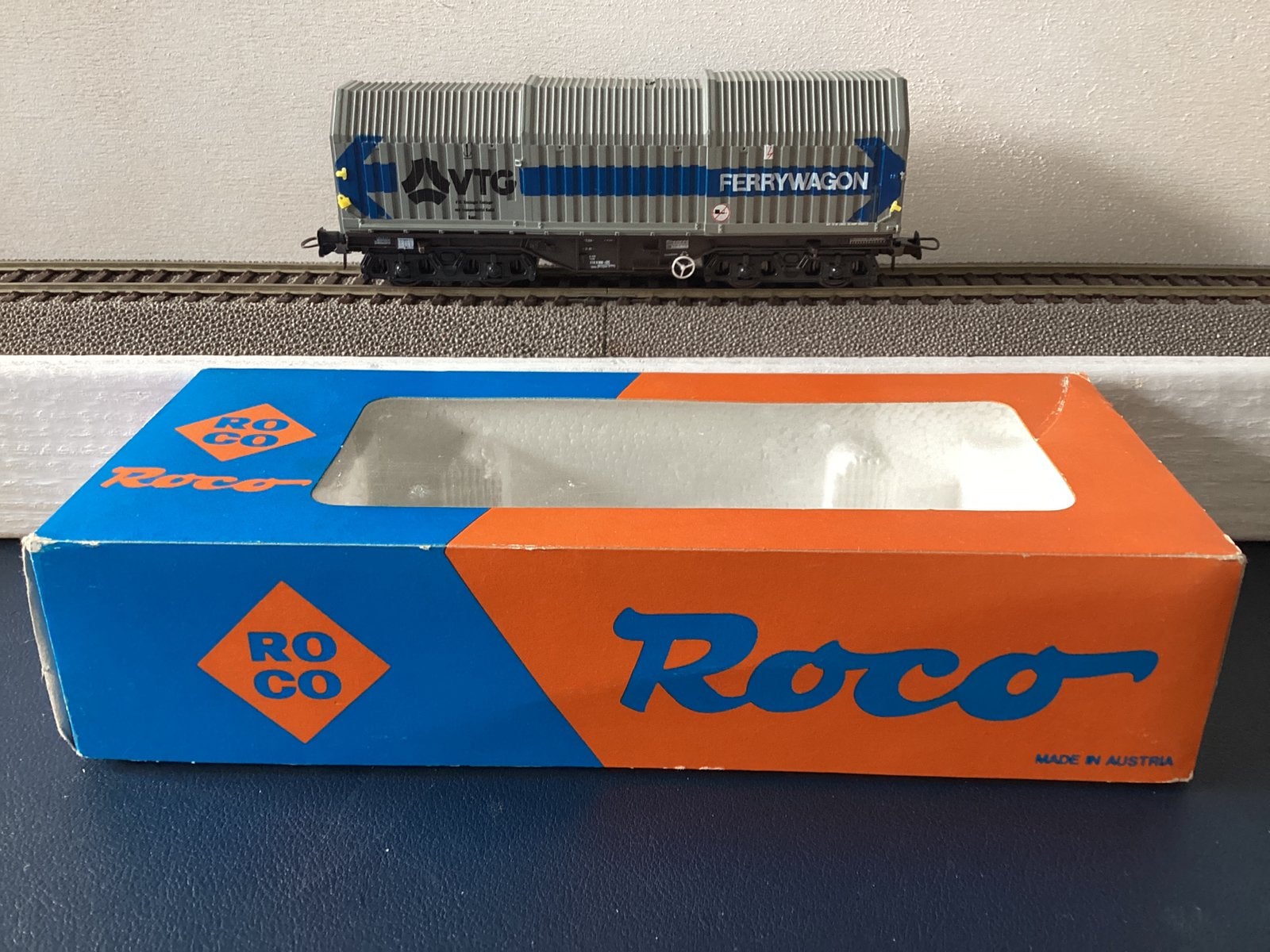 Roco VTG telescoopwagon 4-assig, Hobby en Vrije tijd, Gelijkstroom, Wagon, Ophalen of Verzenden, Zo goed als nieuw
