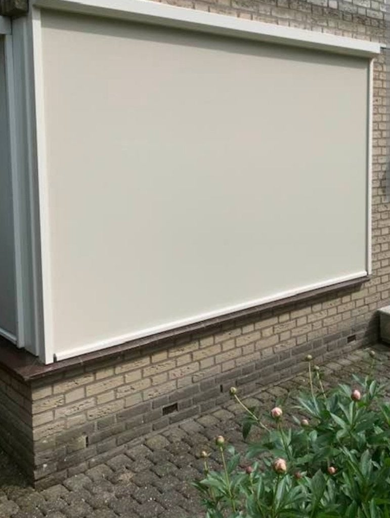 electrisch bedienbare screen 3.30 zandkleur doek, Tuin en Terras, Zonneschermen, Ophalen, Elektrisch, Zo goed als nieuw, 150 tot 300 cm