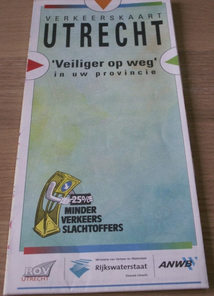 Verkeerskaart Utrecht Veiliger op weg in de provincie 1991, Ophalen of Verzenden, 1800 tot 2000, Nederland, Landkaart