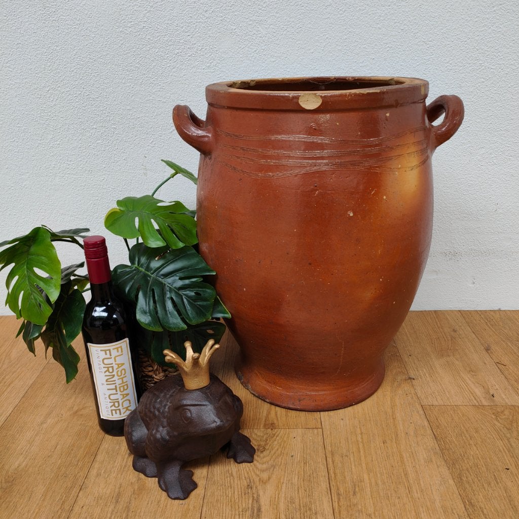 Grote Aardewerk Antiek Keulse pot, plantenbak, bloempot 12, Valkenswaard, Gebruikt, Info@flashbackfurniture.nl, Rond