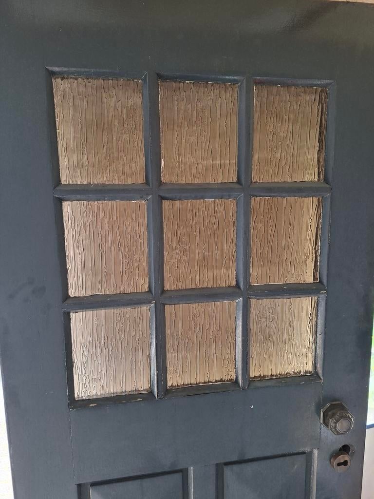 Hardhouten voordeur. Gratis, Doe-het-zelf en Verbouw, Deuren en Horren, Gebruikt, Ophalen of Verzenden, 200 tot 215 cm, Glas