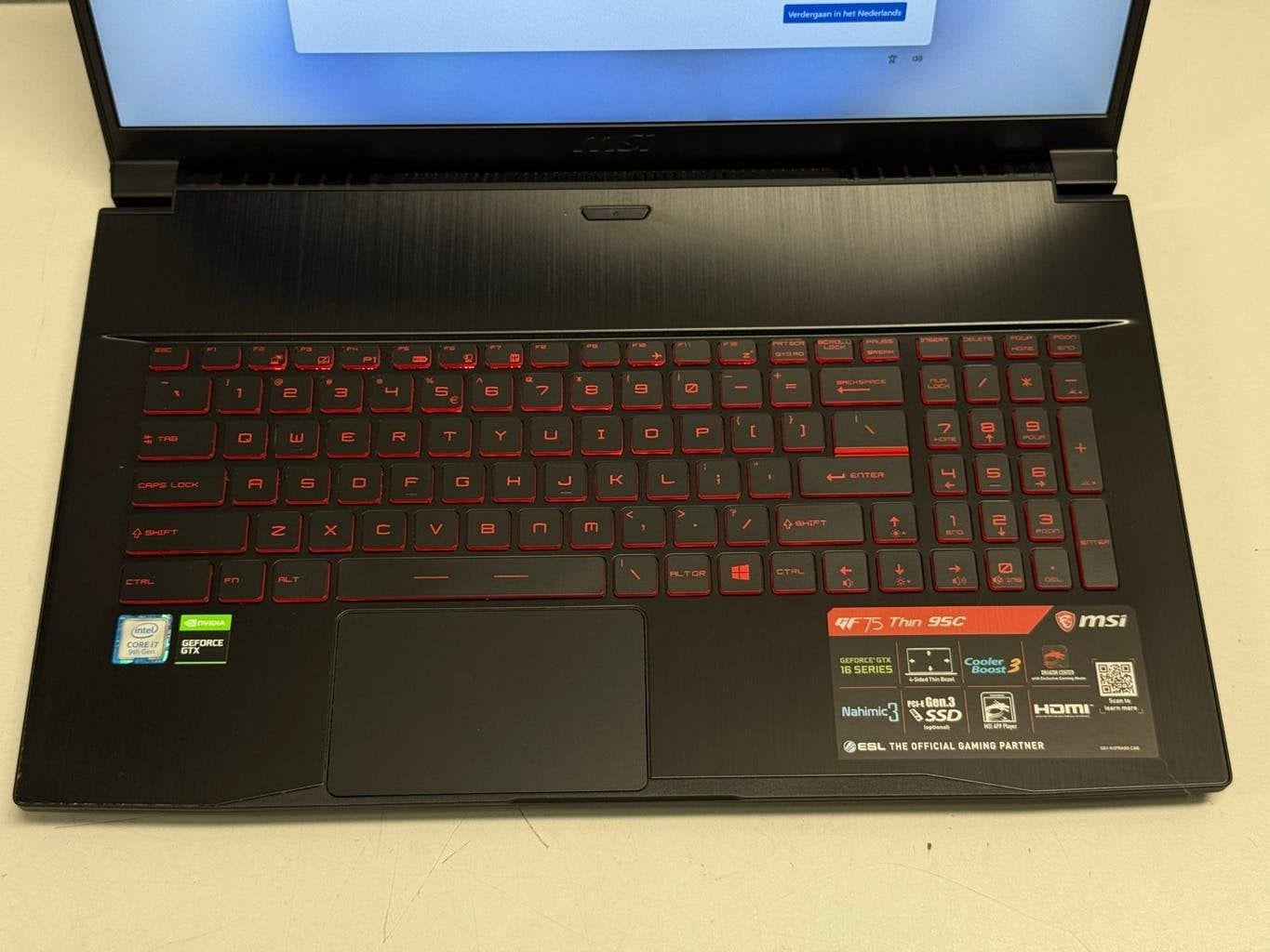 MSI GF75 Thin 9SC Gaming Laptop 17.3 inch + Tas * I.Z.G.S.*, Msi, Met videokaart, 2 tot 3 Ghz, Qwerty