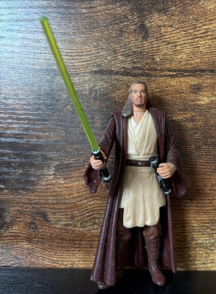 Star Wars Episode I Qui-Gon Jinn (Naboo) 3,75" action figure, Ophalen of Verzenden, Gebruikt, Actiefiguurtje