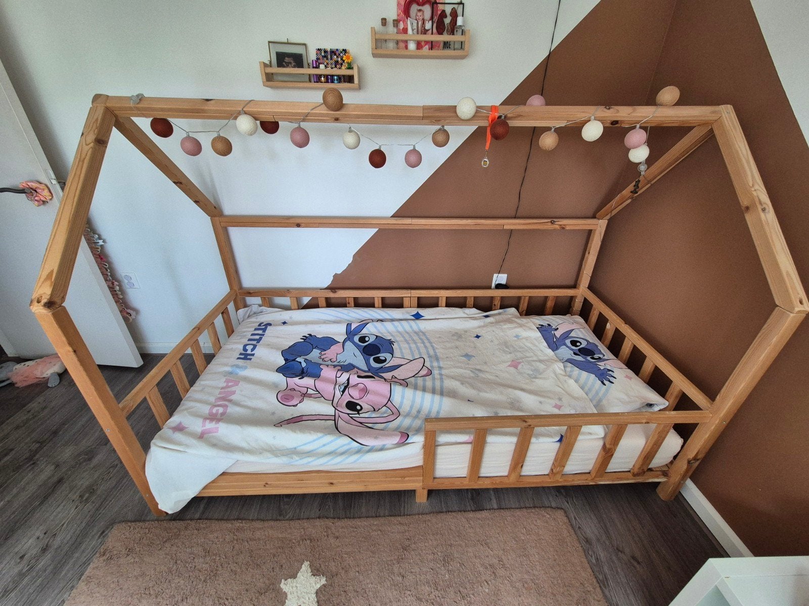 Houten huisbed excl matras - zo goed als nieuw!, Ophalen, 85 tot 100 cm, Zo goed als nieuw, Lattenbodem