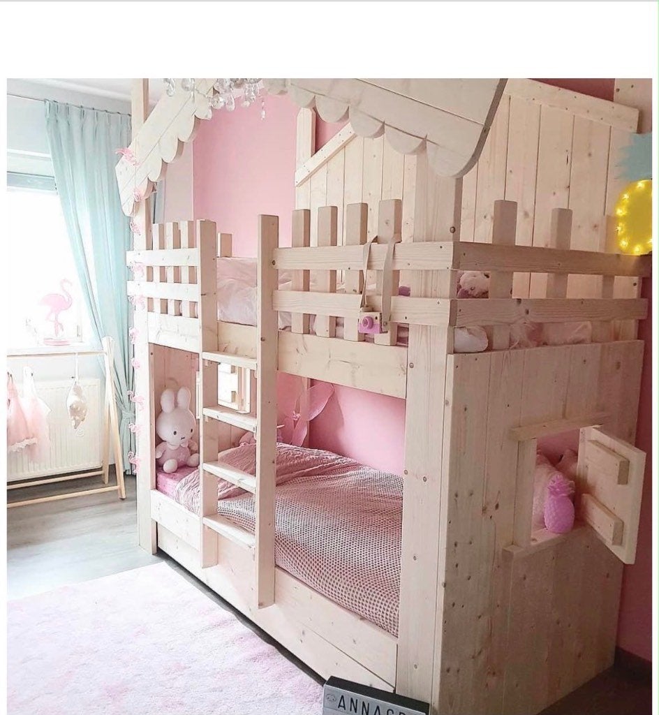 Stapelbed stijlvol Steigerhout - compleet incl matrassen, Kinderen en Baby's, Kinderkamer | Stapelbedden en Hoogslapers, Ophalen of Verzenden