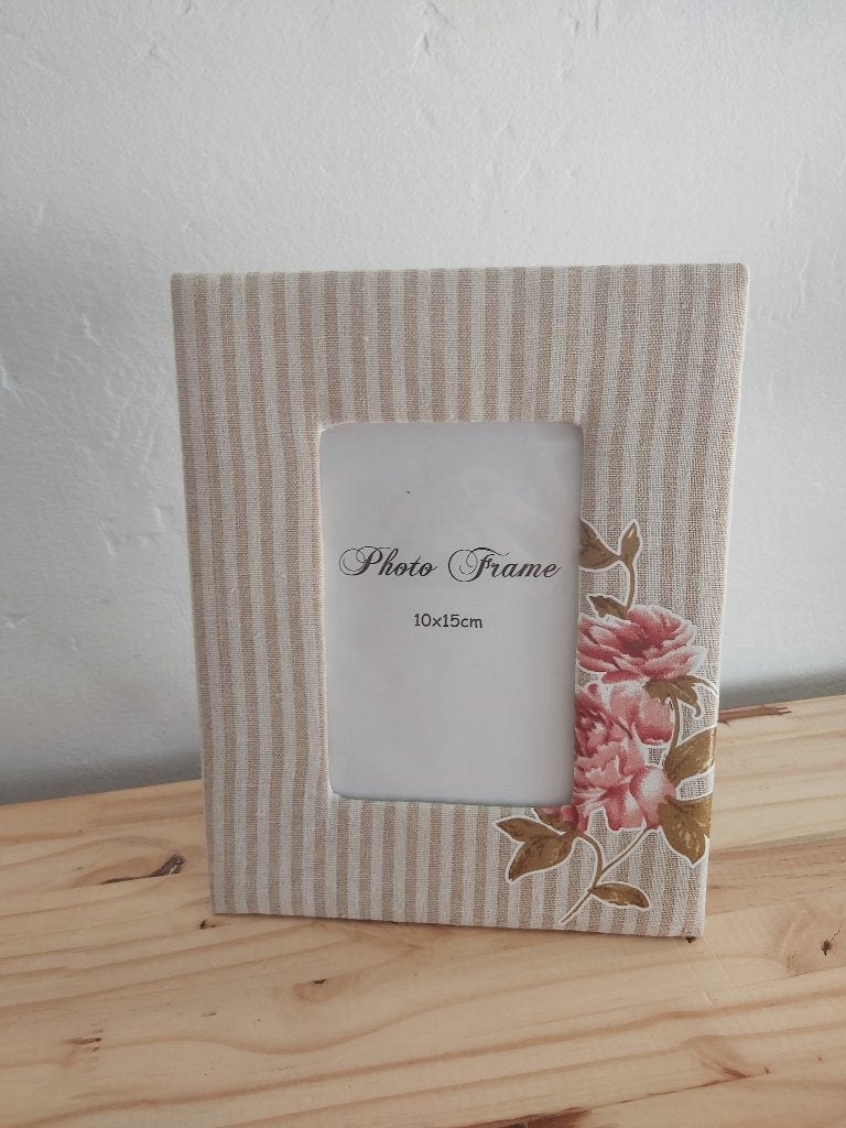 Fotolijstje met pioenroos, 23 cm, Beige, Ophalen of Verzenden, Zo goed als nieuw