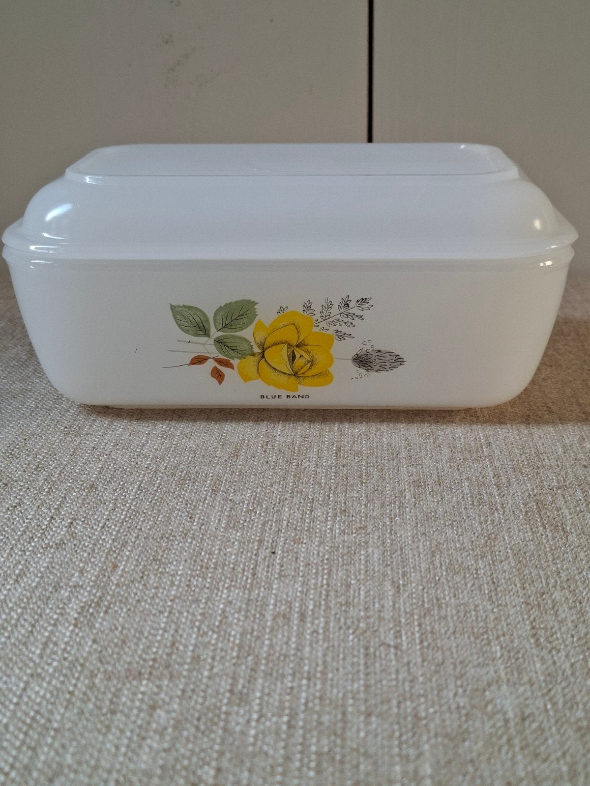 Vintage Botervloot met Deksel - Gele Roos Blue Band, Huis en Inrichting, Keuken | Keukenbenodigdheden, Ophalen of Verzenden