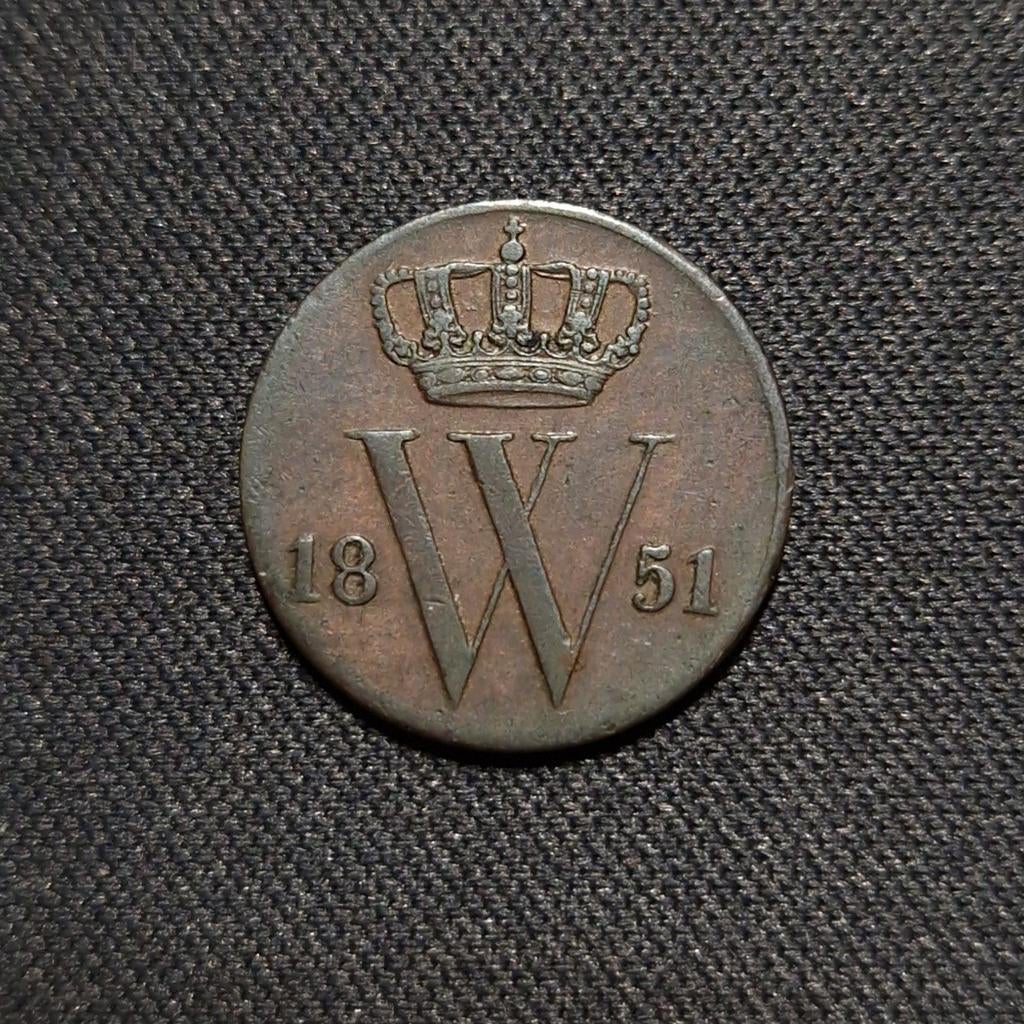 1/2 cent 1851, Postzegels en Munten, Munten | Nederland, Verzenden, Koning Willem III, Losse munt