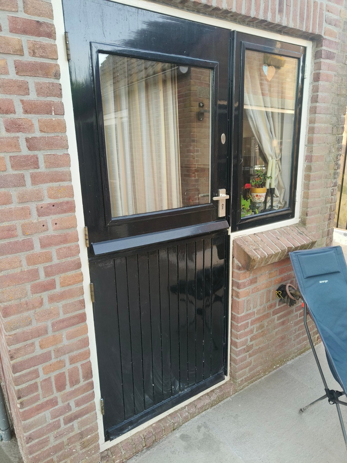 Prachtige zwarte staldeur met raam(draai) en vast raam, Doe-het-zelf en Verbouw, Ophalen of Verzenden, Gebruikt, Binnendeur, 200 tot 215 cm