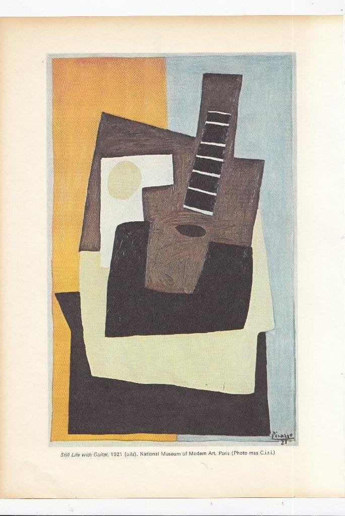 Pablo Picasso Stilleven met gitaar offset prent 1972, Ophalen of Verzenden