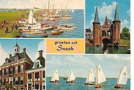 Ansichtkaart 	Sneek	4-luik	Zeilsport, Verzenden, 1960 tot 1980, Ongelopen, Friesland