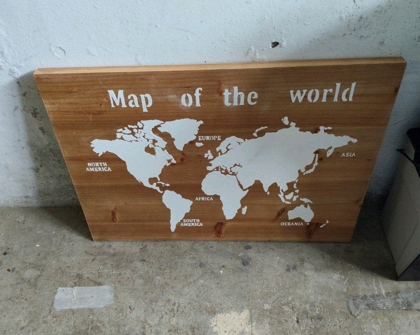 Houten Wereldkaart Wanddecoratie - Stijlvol & Duurzaam, Ophalen, Zo goed als nieuw, Hout, Wandbord of Wandpaneel