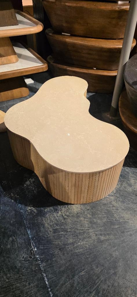 Organische Salontafel Mangohout en Marmer Let op B keuze