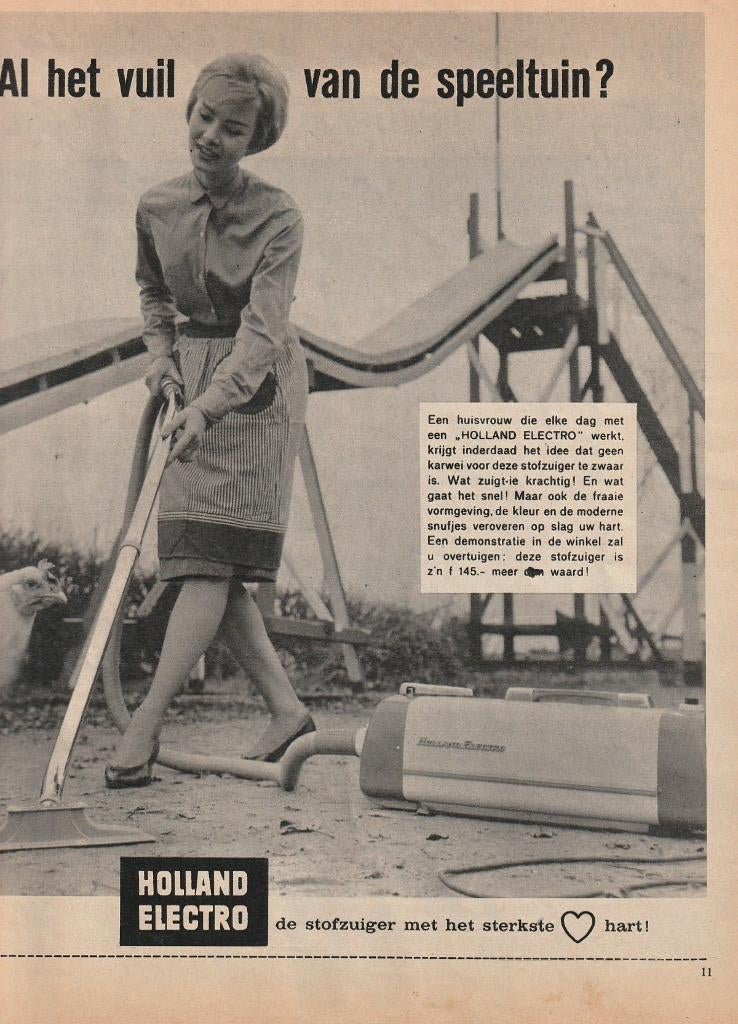 Retro reclame 1960 Holland Electro stofzuiger in speeltuin, Verzamelen, Verzenden, Overige typen