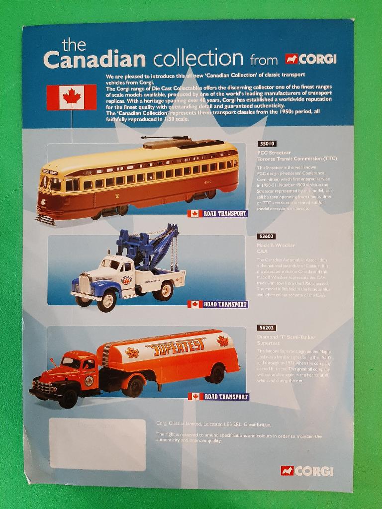 Corgi Canadian Collection Folder, Overige merken, 1:32 tot 1:50, Overige typen, Ophalen of Verzenden