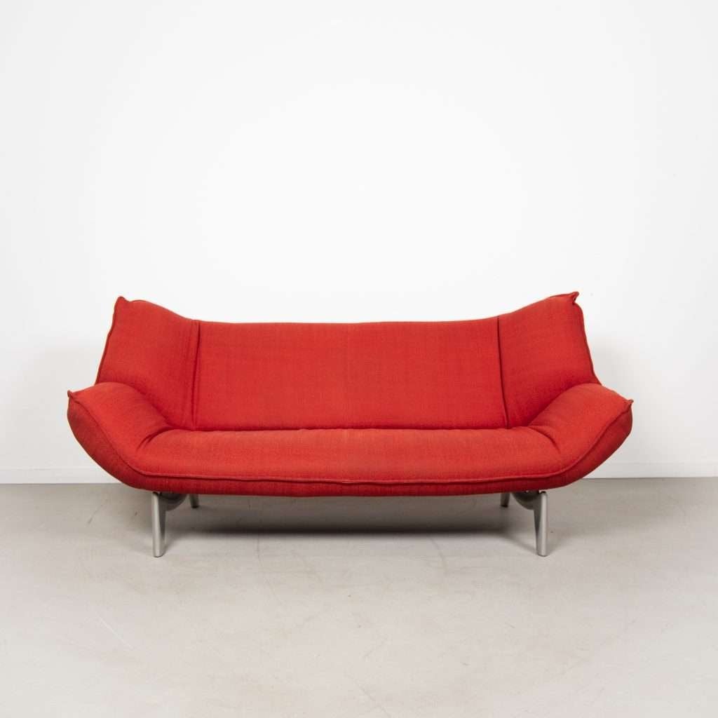 1x Leolux Tango Bank 3-Zits Tamato Rood Stof, Niet ingevuld, Driepersoons, 75 tot 100 cm, Zo goed als nieuw