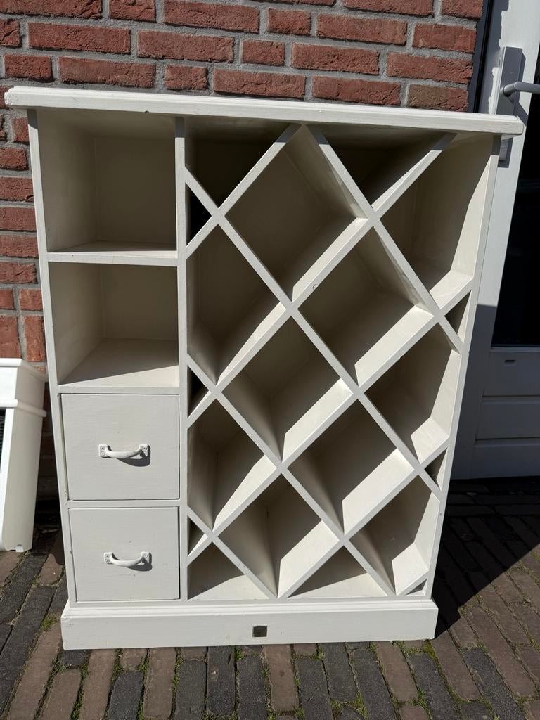Wijnkast / wijnrek Rivièra Maison - Wit Hout, Huis en Inrichting, Woonaccessoires | Wijnrekken, Ophalen, Gebruikt, 25 flessen of meer