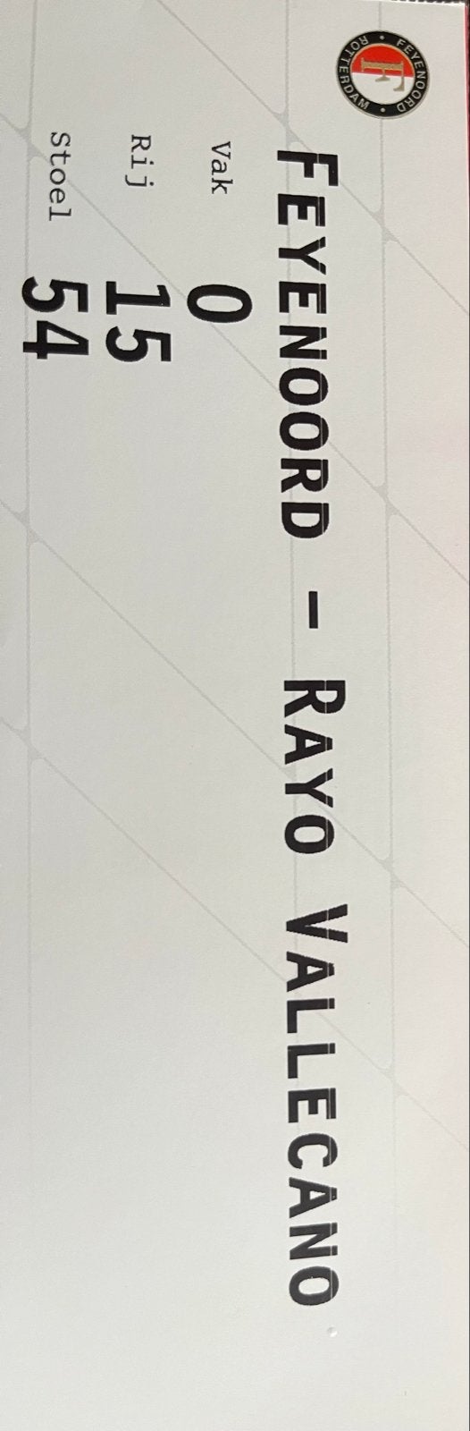 Kaartje feynoord-rayo vallecano, Tickets en Kaartjes, Eén persoon