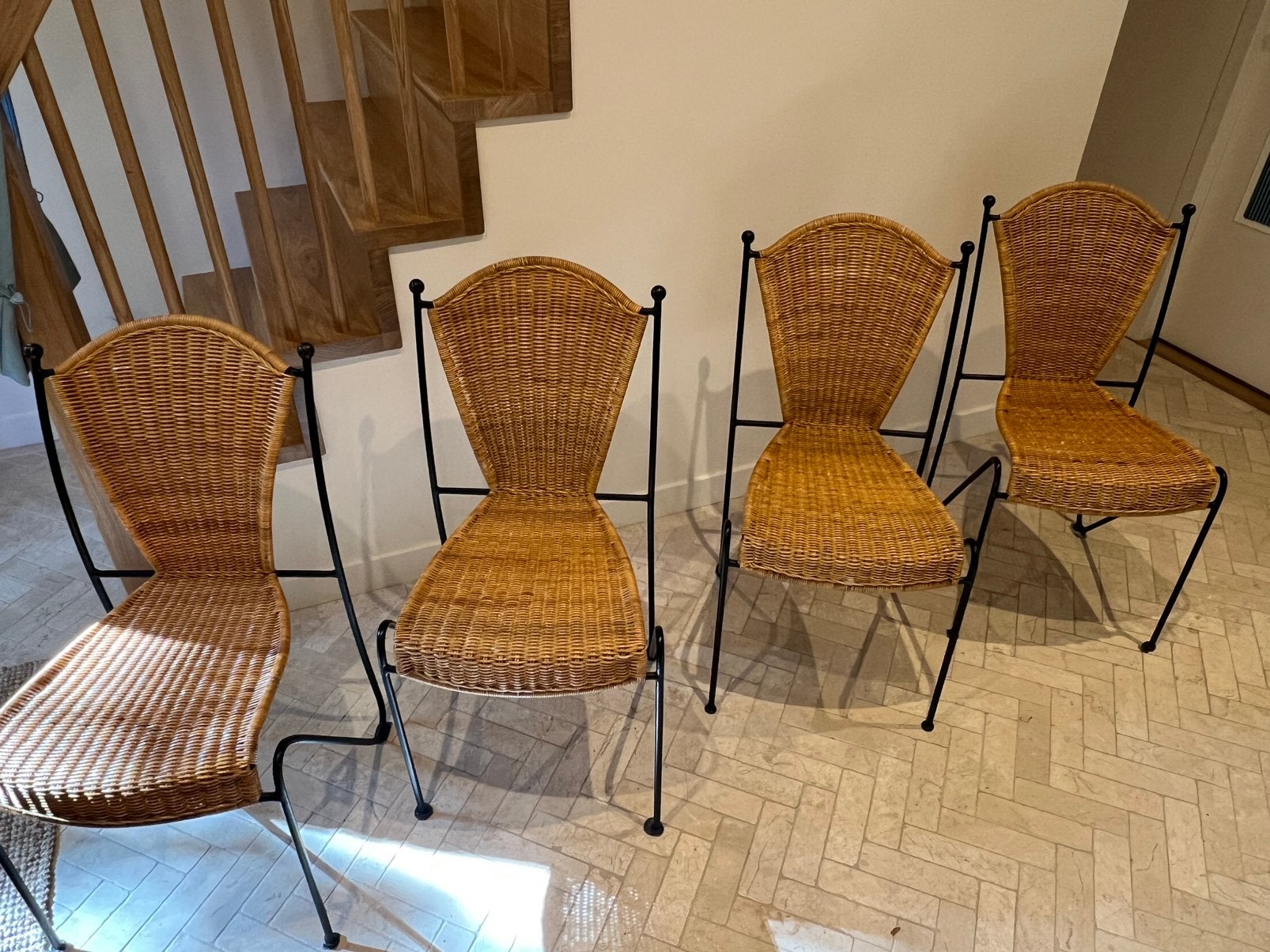 4 vintage stoelen Frederick Weinberg - bistro stoelen, Ophalen, Gebruikt, Mid century, Zwart