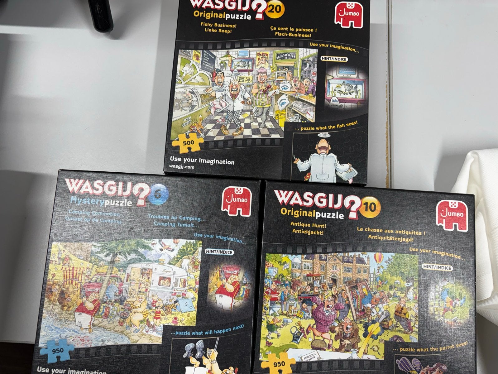 Wasgij Puzzels - 3 stuks: Mystery, Original en Original, Ophalen of Verzenden, 500 t/m 1500 stukjes, Gebruikt, Legpuzzel