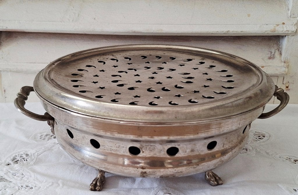 Antieke franse verzilverde borden/schalenwarmer, Ophalen of Verzenden