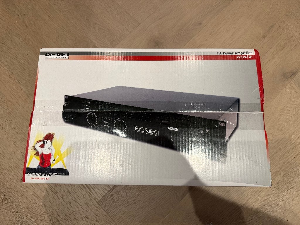 König PA-versterker 2x 120 W – Nieuw in doos, Overige merken, Nieuw, Ophalen of Verzenden, 120 watt of meer