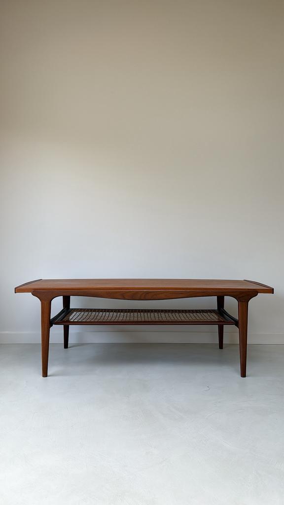 Vintage houten salontade met omkeerbaar formica bovenas, Huis en Inrichting, Ophalen, Overige materialen, 50 tot 100 cm, 100 tot 150 cm