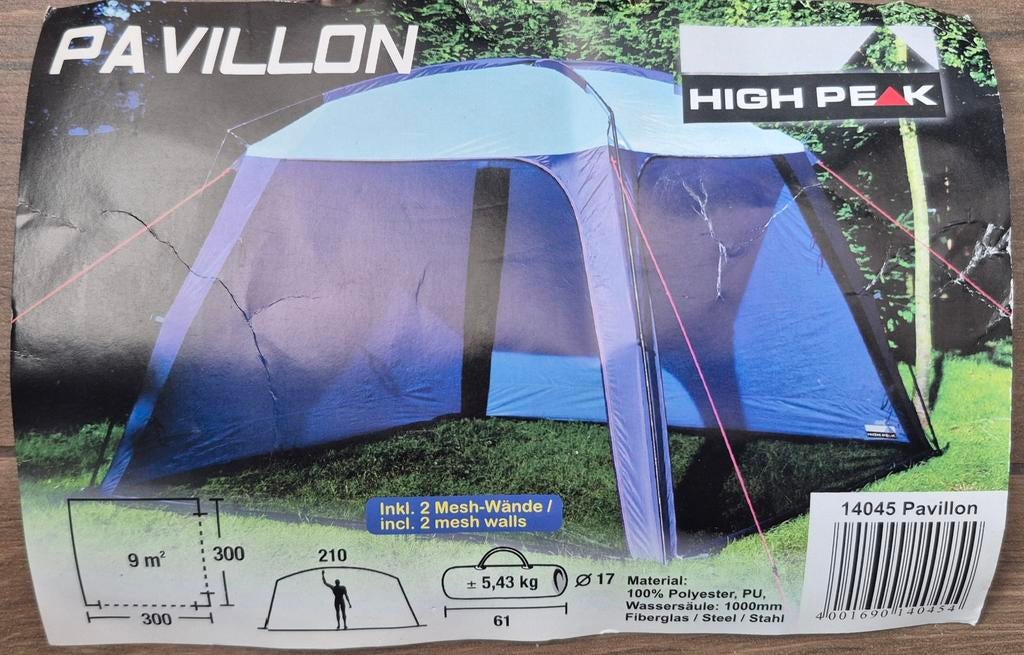 High Peak Paviljoen blauw/donker blauw 3 bij 3, Caravans en Kamperen, Ophalen, Zo goed als nieuw