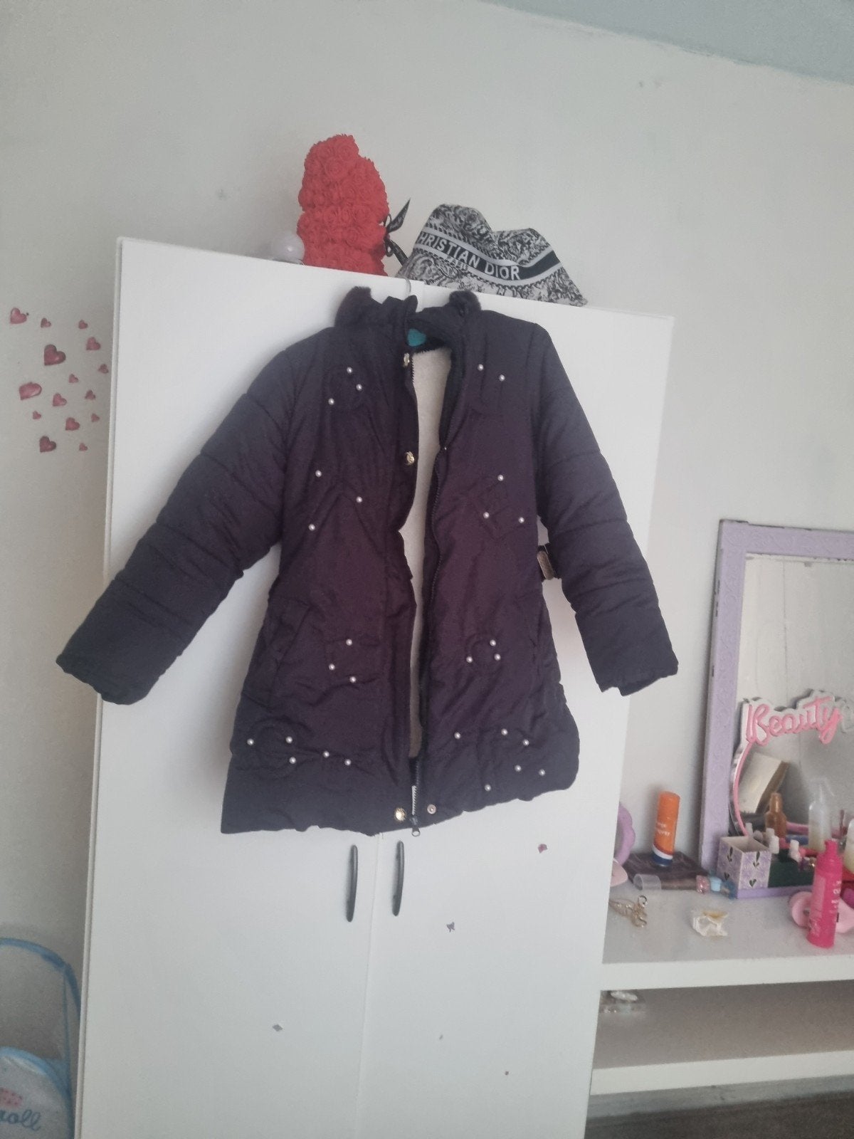 Leuke warme winterjas maat 128, Ophalen of Verzenden, Zo goed als nieuw, Meisje, Jas