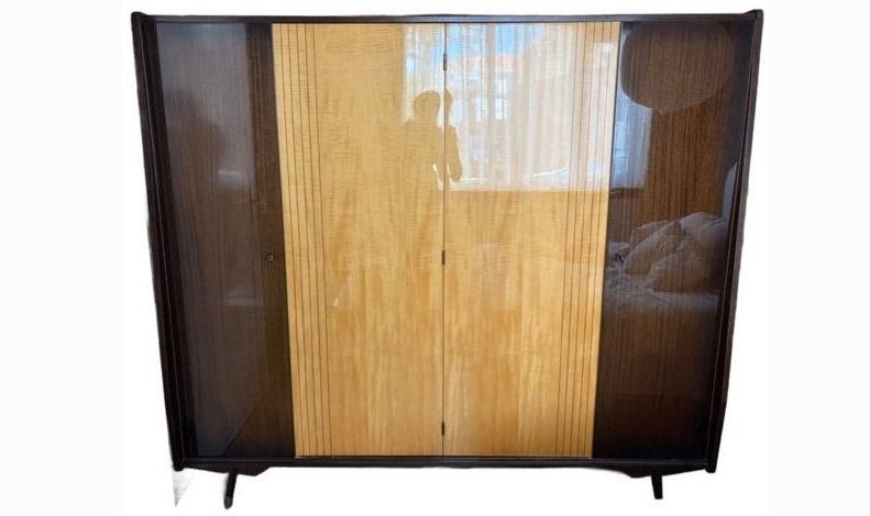 Vintage Kledingkast / Garderobekast - Jaren '60 Stijl, Gebruikt, 200 cm of meer, 150 tot 200 cm, Overige houtsoorten
