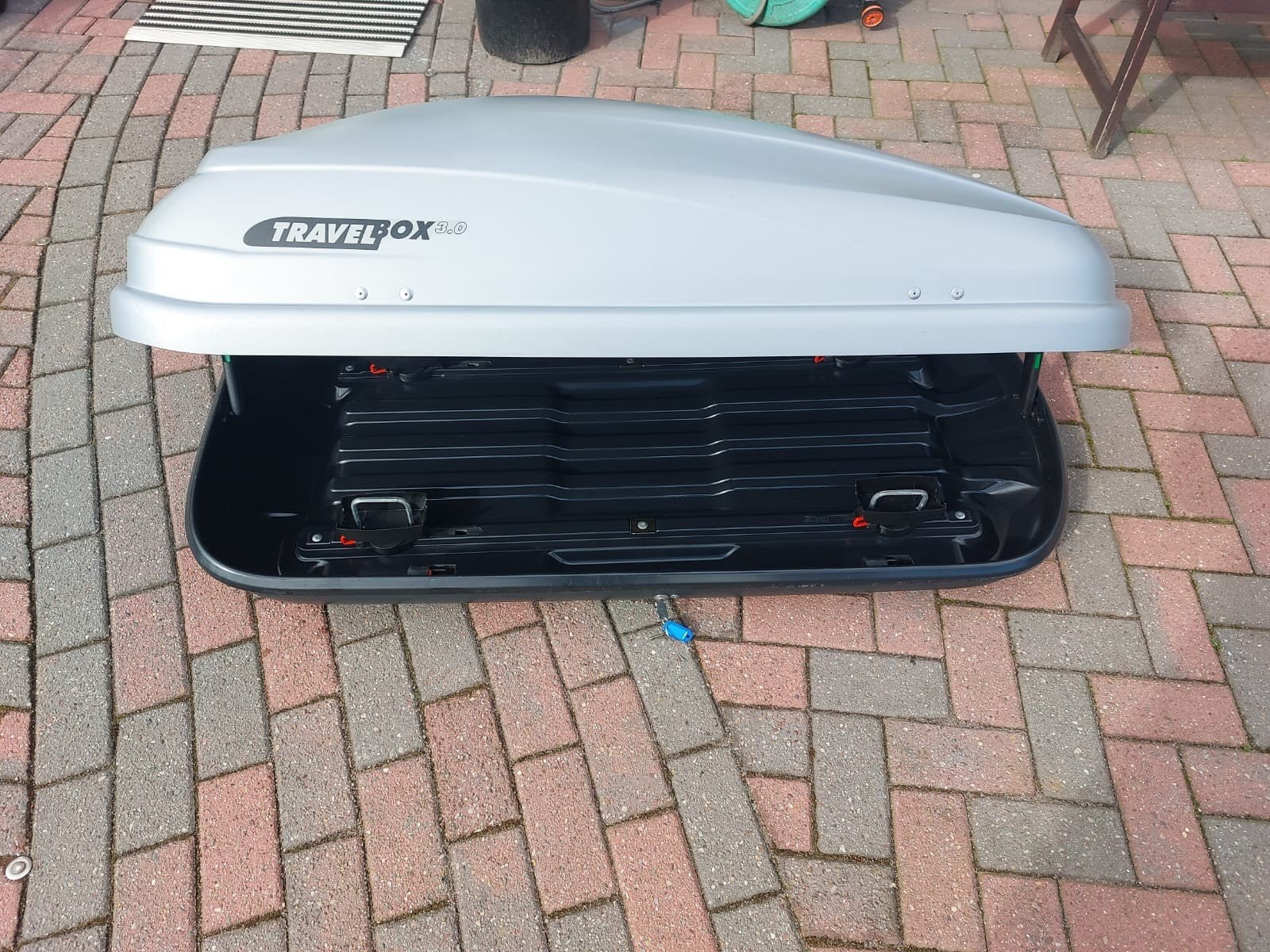 Ruime brede grote Hapro Travelbox 3.0 EF grijze dakkoffer, Ophalen of Verzenden, Zo goed als nieuw