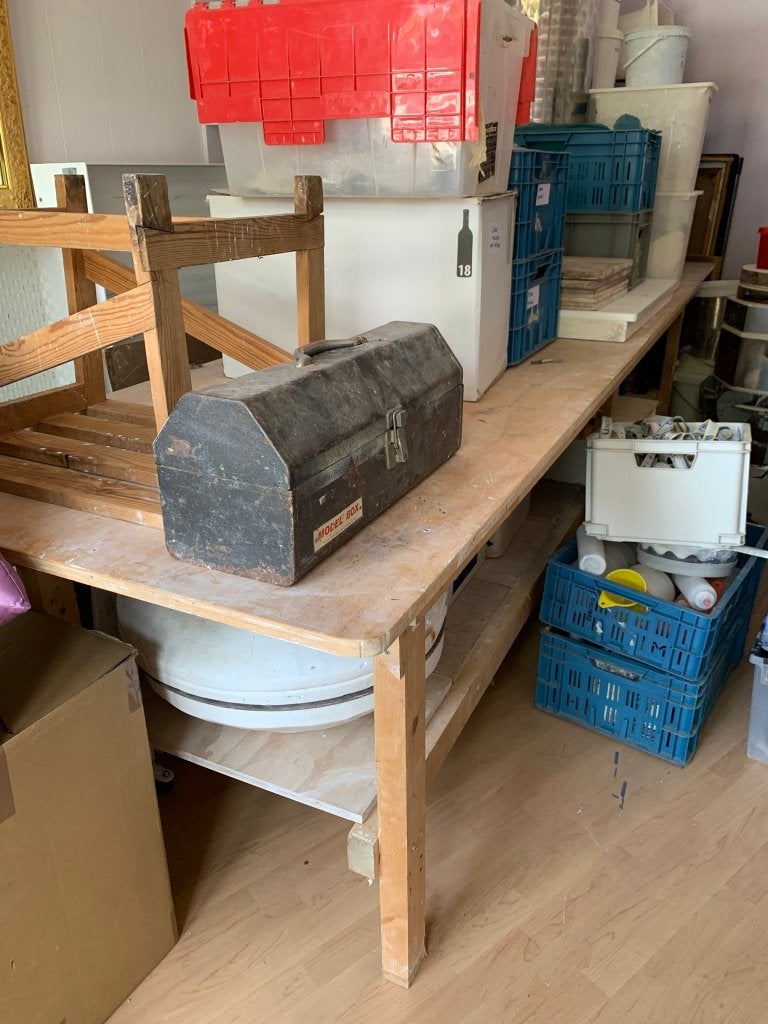 werktafel, Doe-het-zelf en Verbouw, Werkbanken, Ophalen, Gebruikt, 170 cm of meer