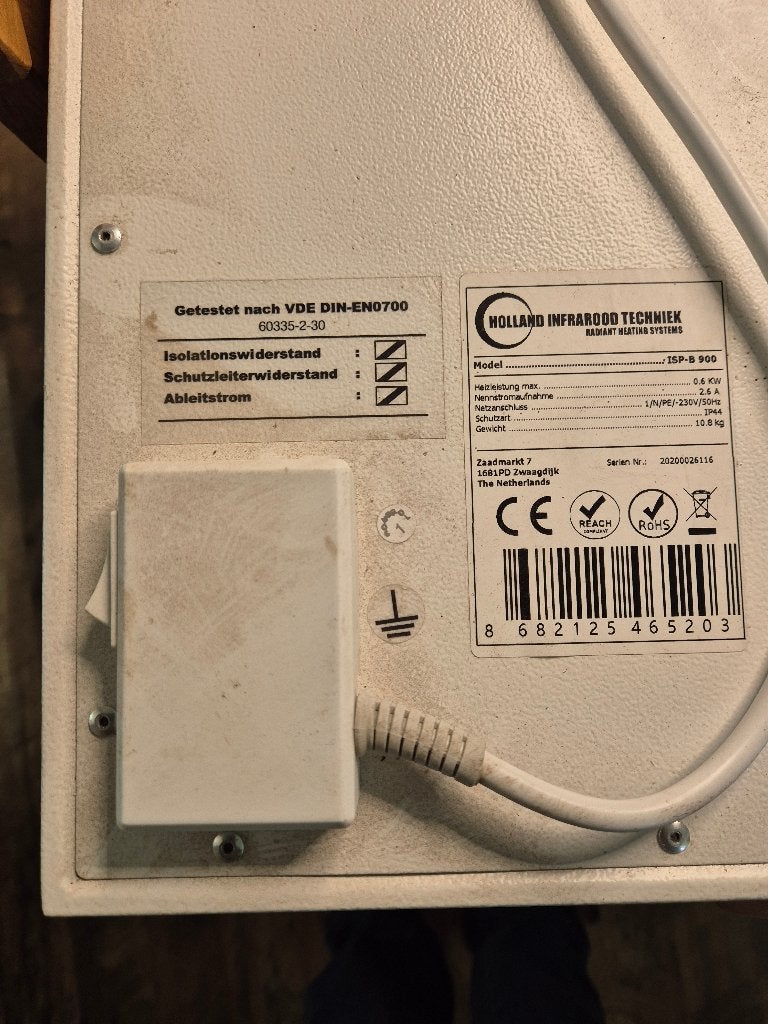 infrarood verwarming 600 watts  60 cm bij 120 cm, Doe-het-zelf en Verbouw, Verwarming en Radiatoren, Ophalen, 30 tot 80 cm, 500 tot 800 watt